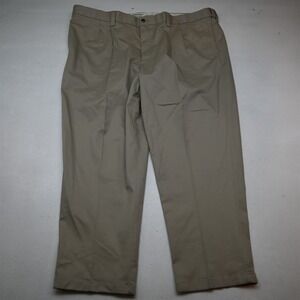 NEW Oak Hill 52x30 Khaki Premium Expander Waist Pleated Dress Chinos Mens Pants